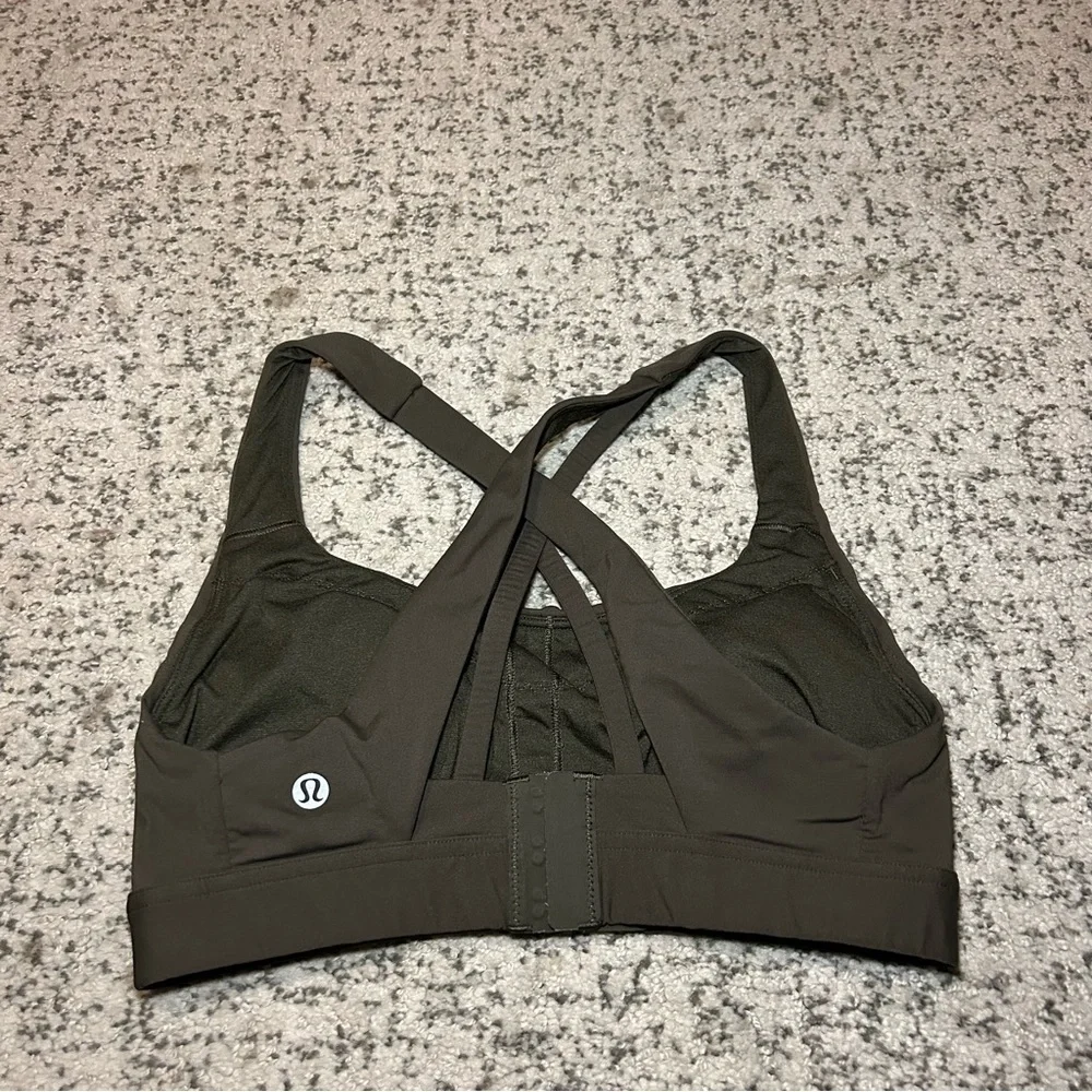 Lululemon Dark Olive Stash it All Padded Sports Bra Size 6